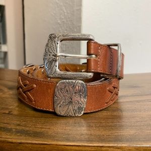 Tan Silver Vintage Women's Western Belt 1991